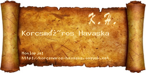 Korcsmáros Havaska névjegykártya